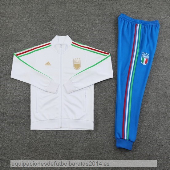 Nuevo Conjunto Completo Ropa Deportiva Con Cremallera Larga Italia 2024 Blanco Azul Baratas